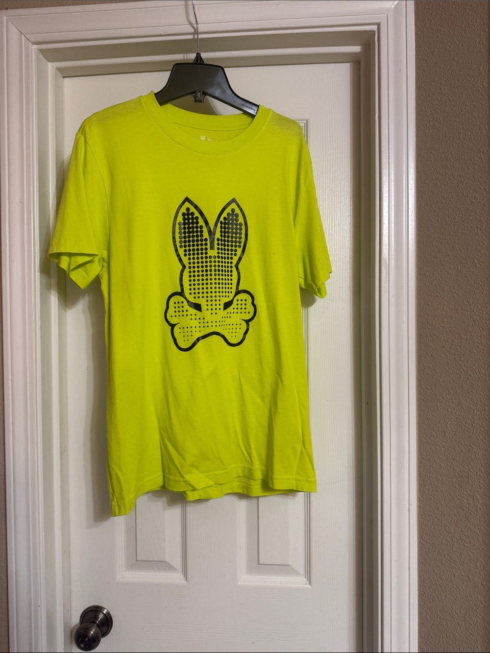 Psycho Bunny Neon Yellow Short Sleeve Tee with Black Bunny Graphic